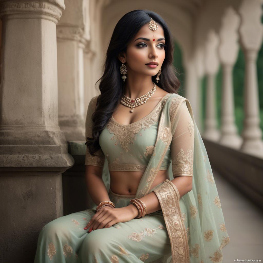 A stunning image of indian beauty in delicate traditional attire.
