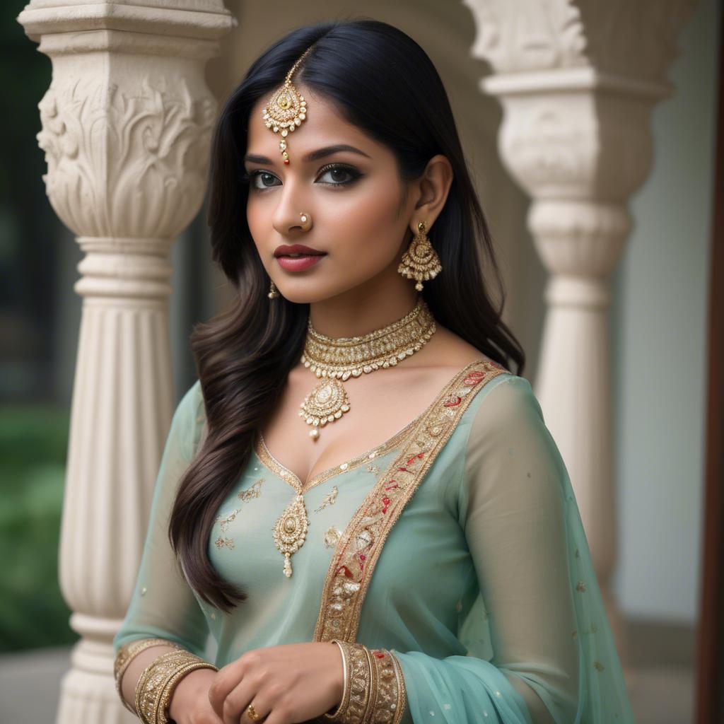 A stunning image of indian beauty in delicate traditional attire.
