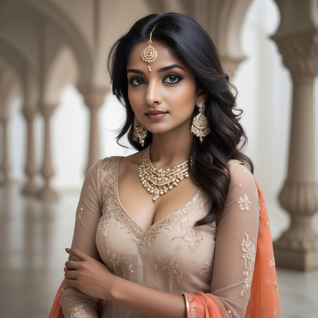 A stunning image of indian beauty in delicate traditional attire.