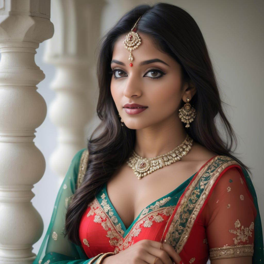 A stunning image of indian beauty in delicate traditional attire.