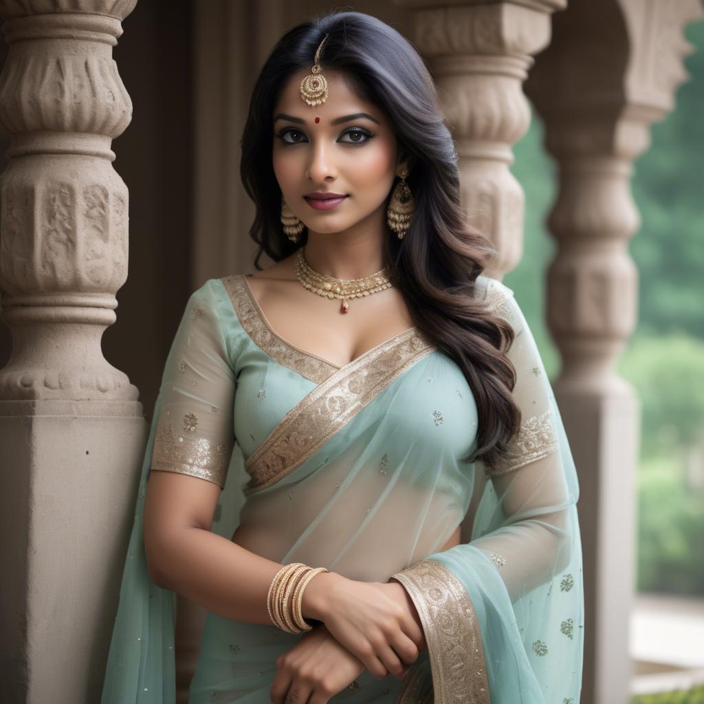 A stunning image of indian beauty in delicate traditional attire.