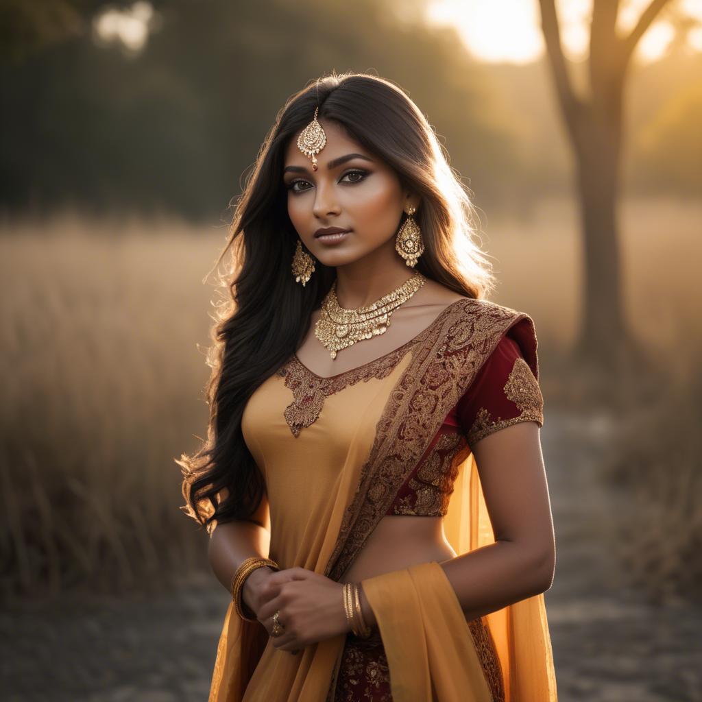 A stunning image of indian beauty in golden hour surroundings.