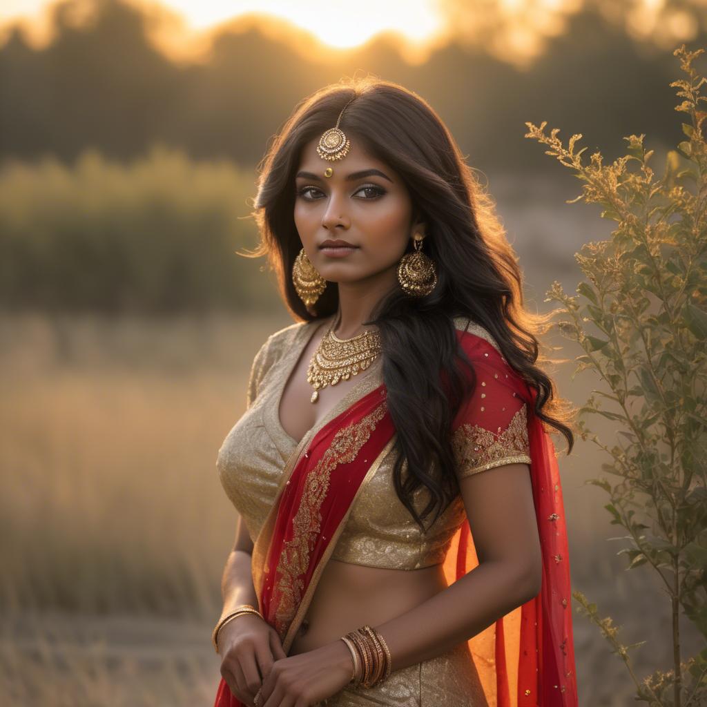 A stunning image of indian beauty in golden hour surroundings.
