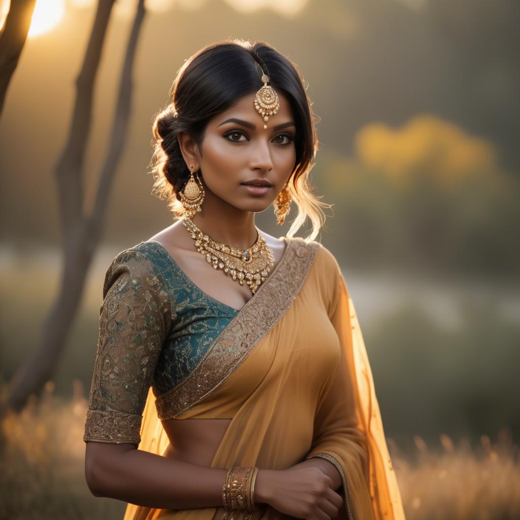 A stunning image of indian beauty in golden hour surroundings.