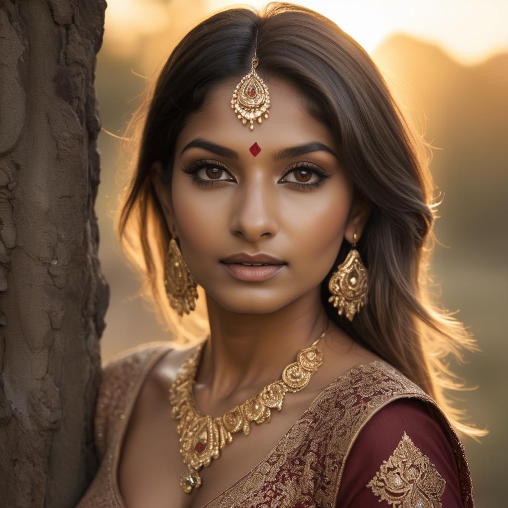 A stunning image of indian beauty in golden hour surroundings.