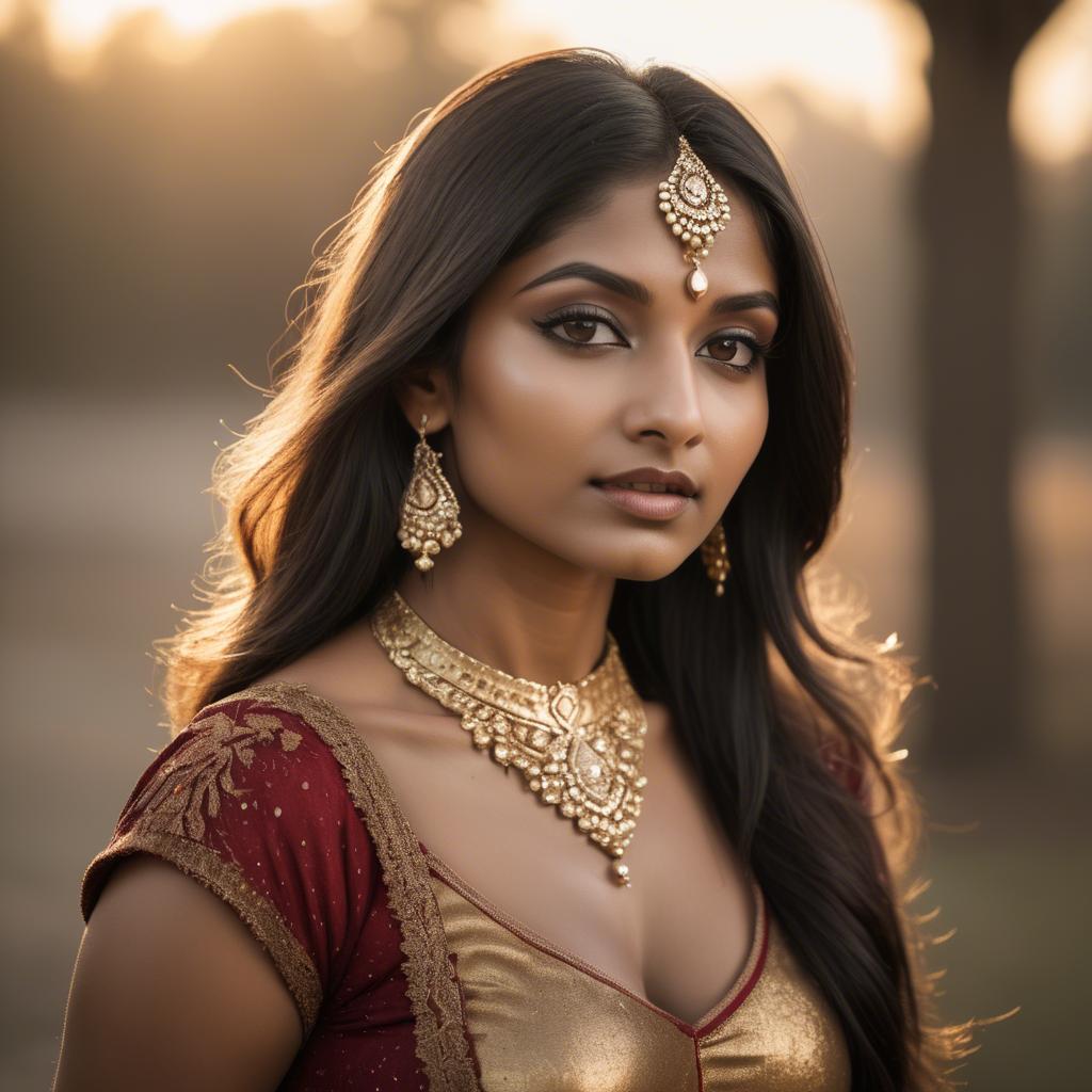 A stunning image of indian beauty in golden hour surroundings.