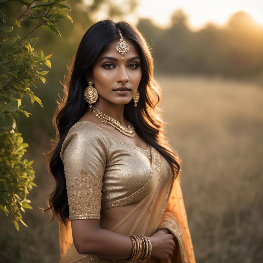 A stunning image of indian beauty in golden hour surroundings.