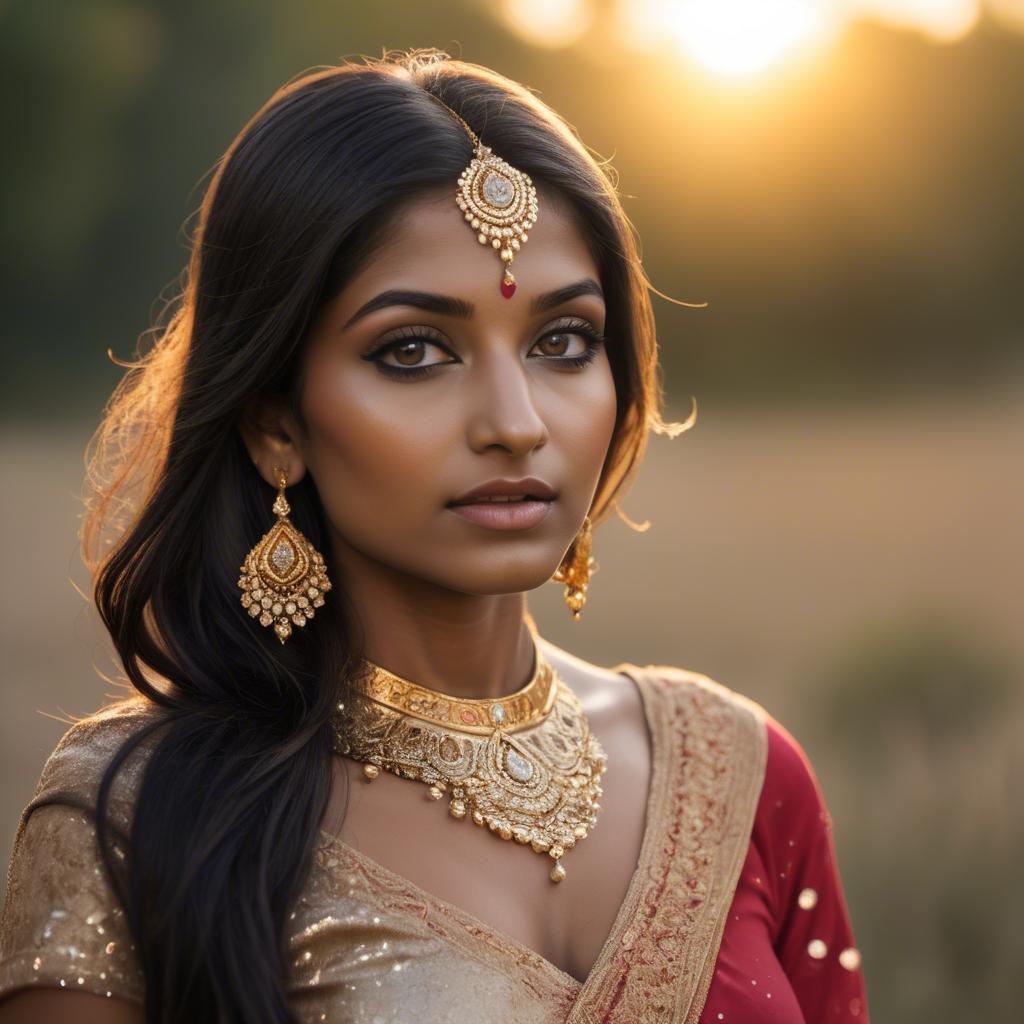 A stunning image of indian beauty in golden hour surroundings.
