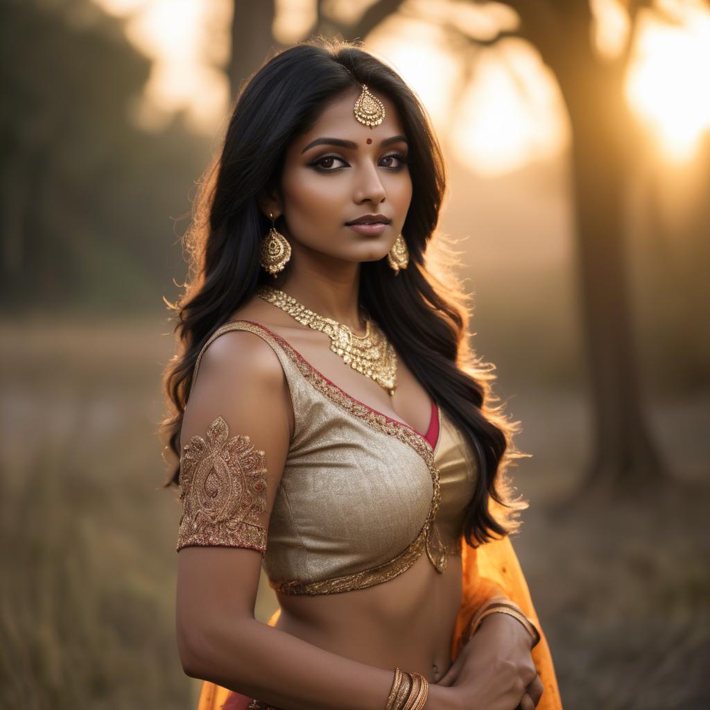 A stunning image of indian beauty in golden hour surroundings.