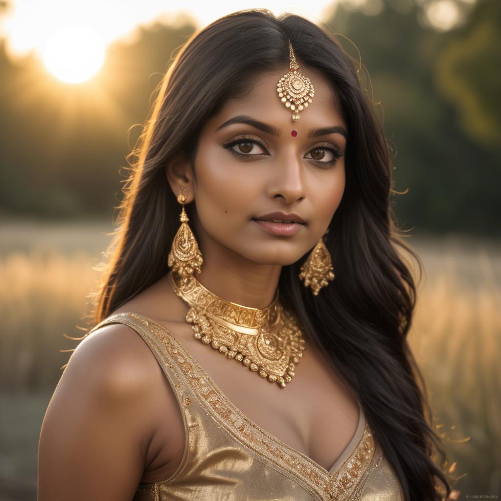 A stunning image of indian beauty in golden hour surroundings.