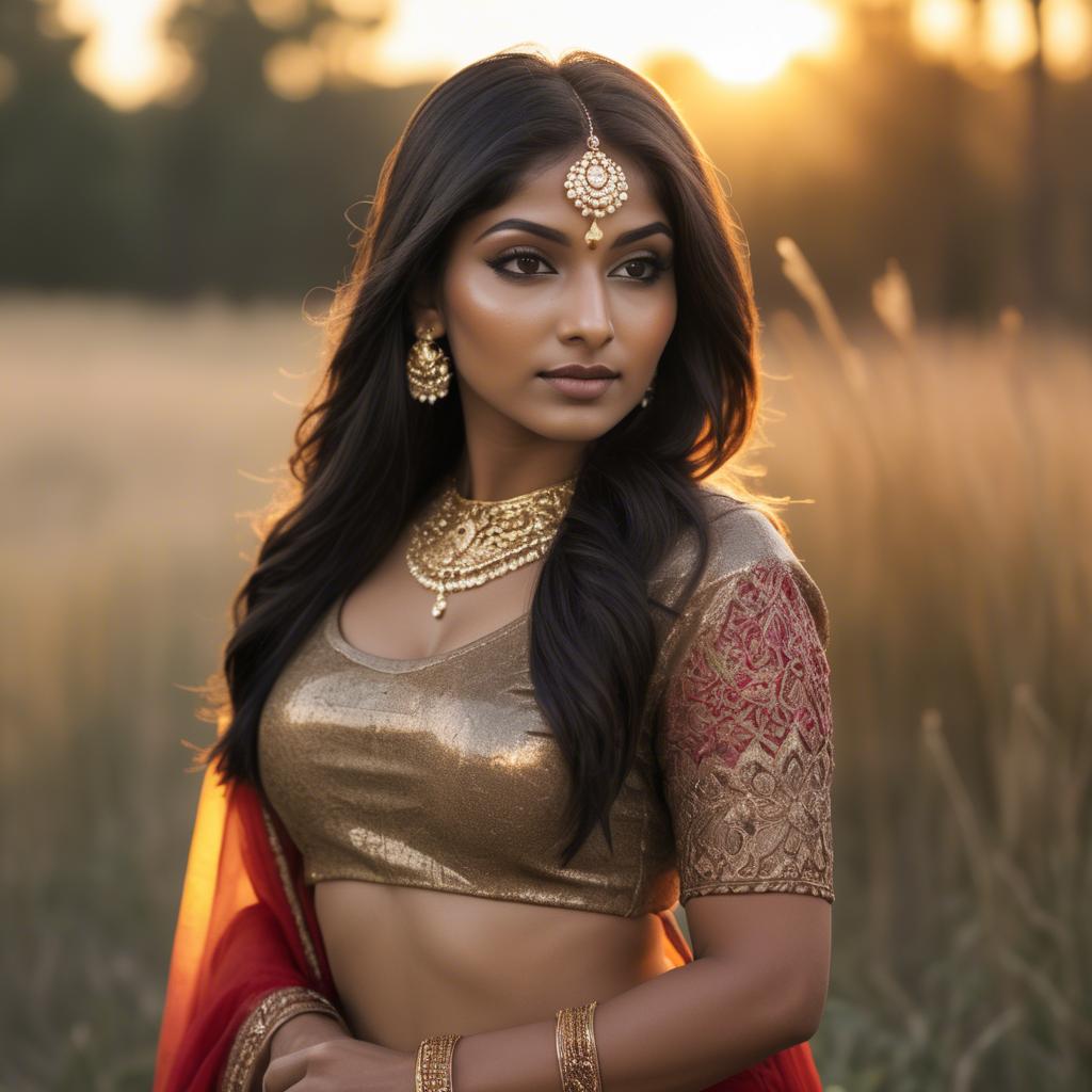 A stunning image of indian beauty in golden hour surroundings.