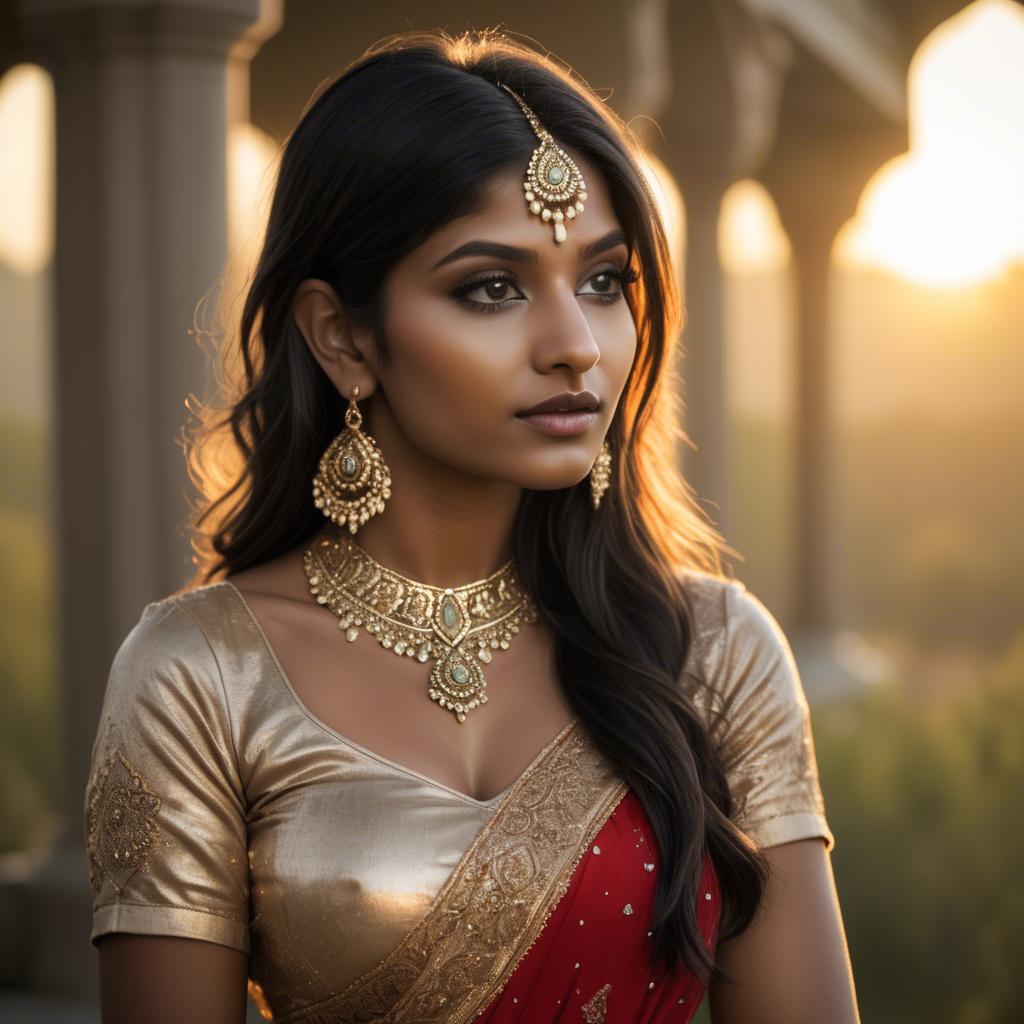 A stunning image of indian beauty in golden hour surroundings.