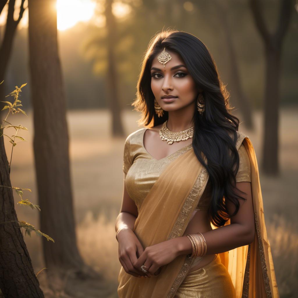 A stunning image of indian beauty in golden hour surroundings.