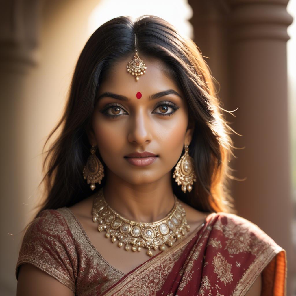A stunning image of indian beauty in warm lighting.