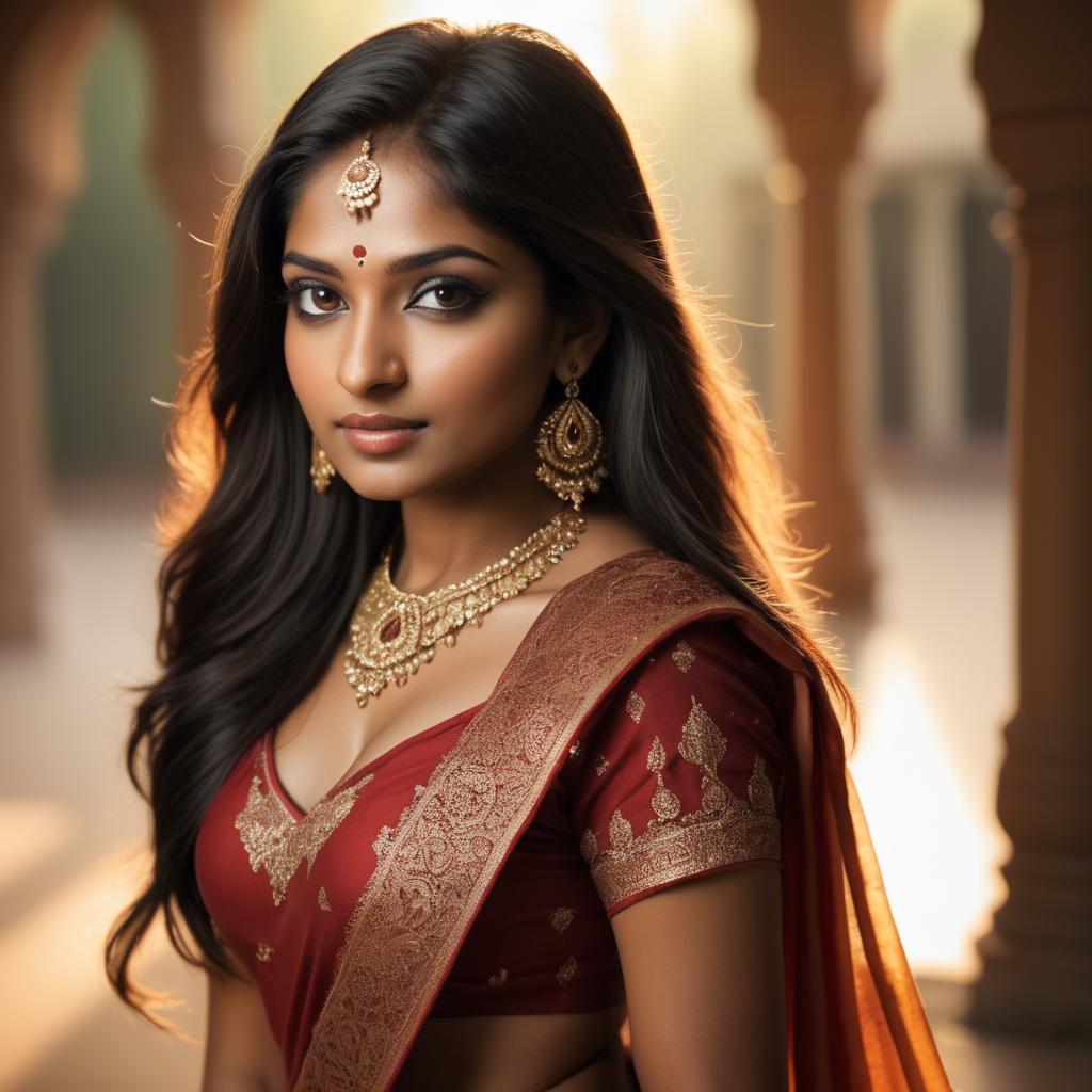 A stunning image of indian beauty in warm lighting.