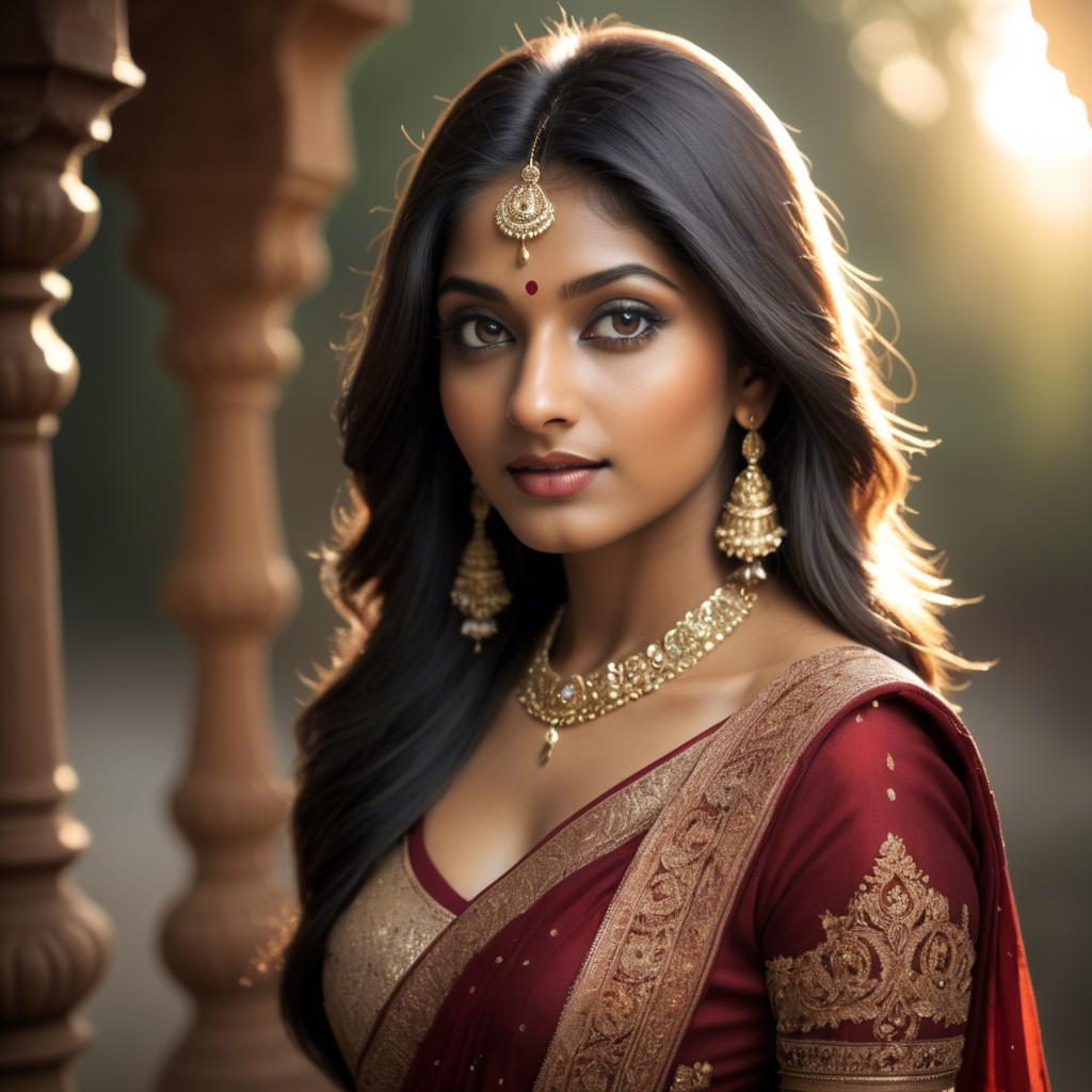 A stunning image of indian beauty in warm lighting.