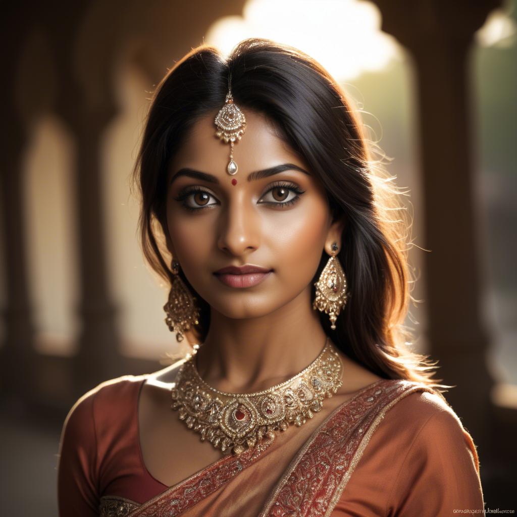 A stunning image of indian beauty in warm lighting.