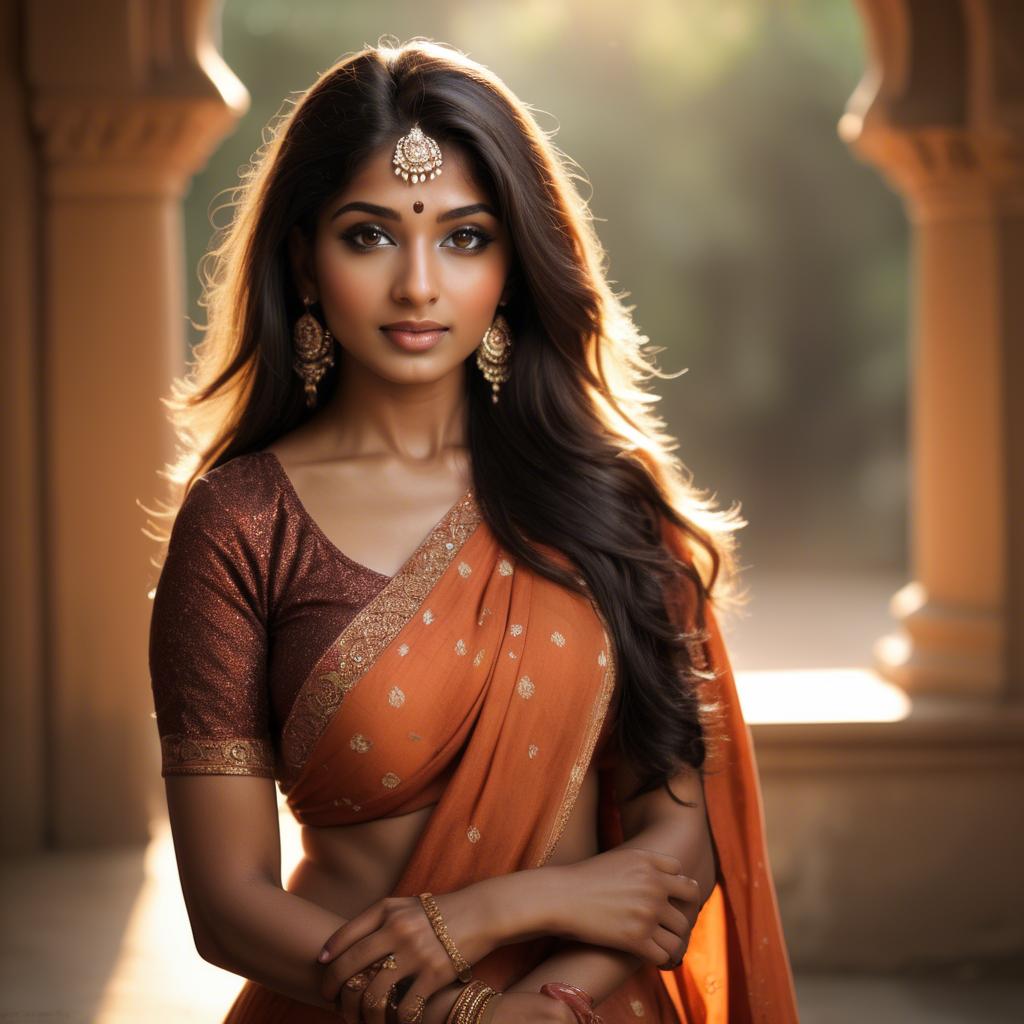 A stunning image of indian beauty in warm lighting.