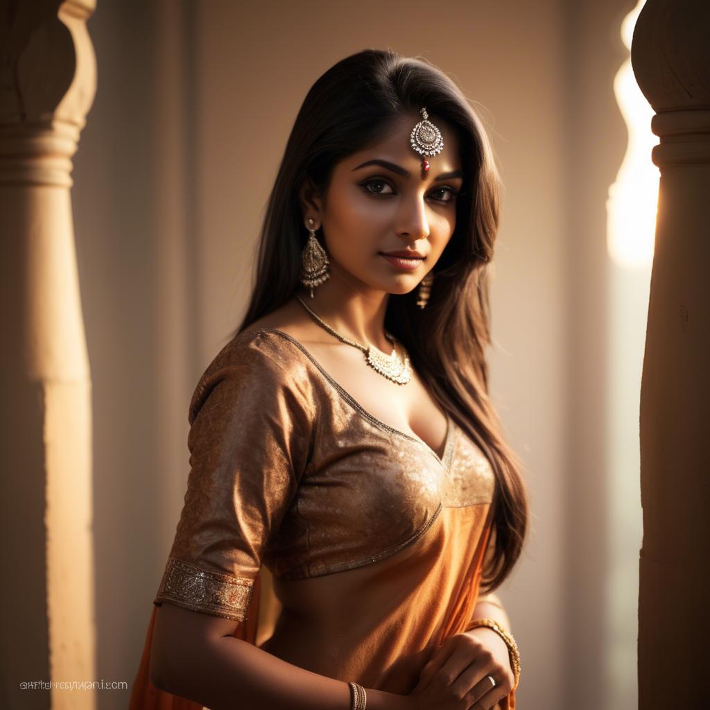 A stunning image of indian beauty in warm lighting.