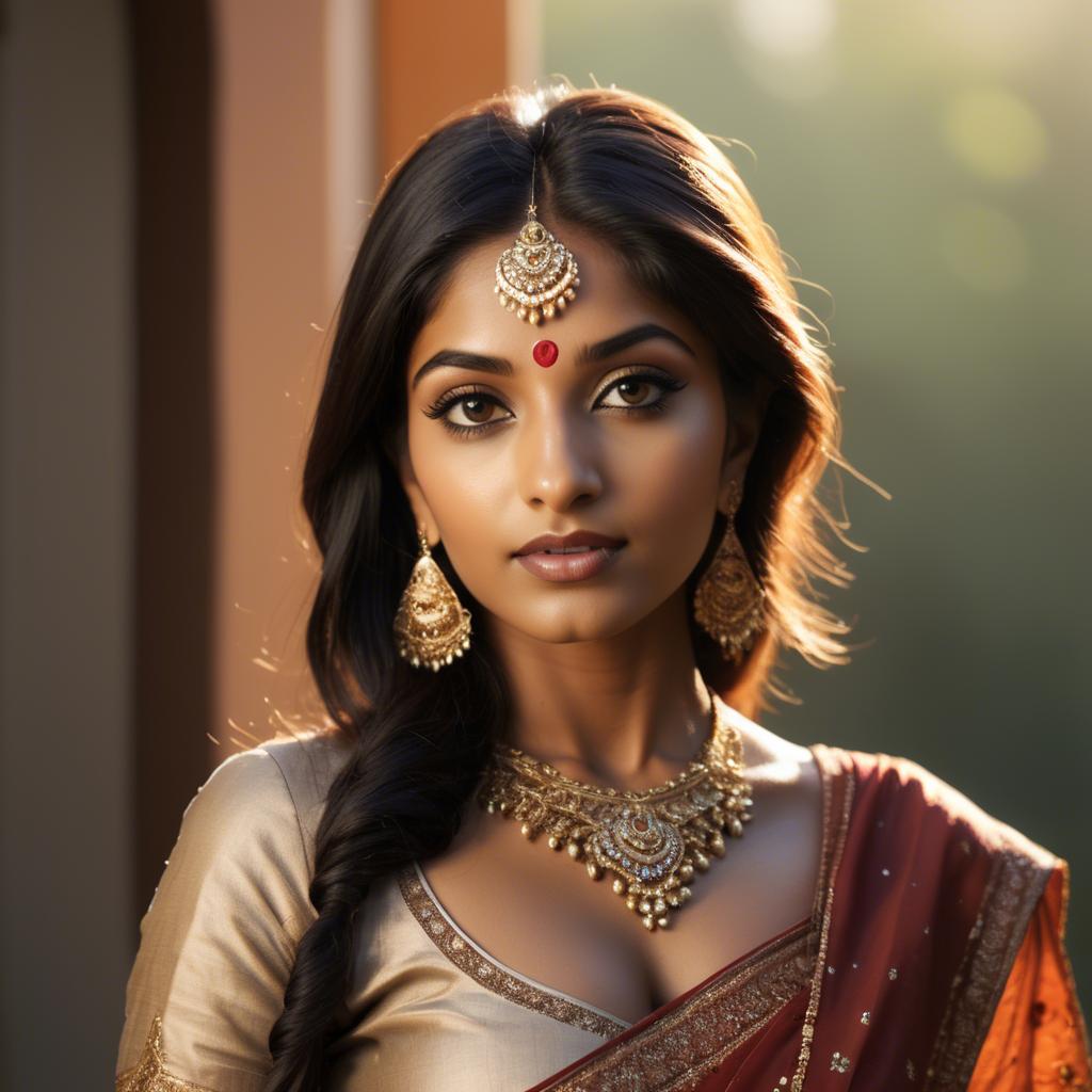 A stunning image of indian beauty in warm lighting.