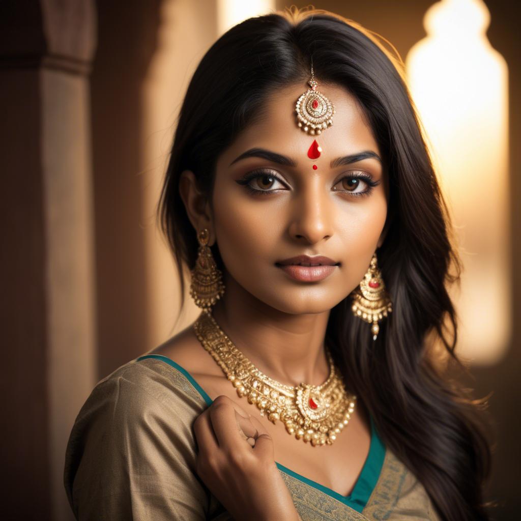 A stunning image of indian beauty in warm lighting.