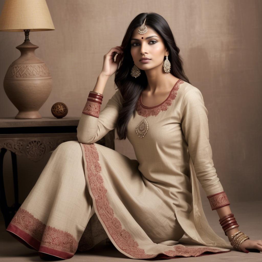 A stunning image of indian elegance in natural fabrics.