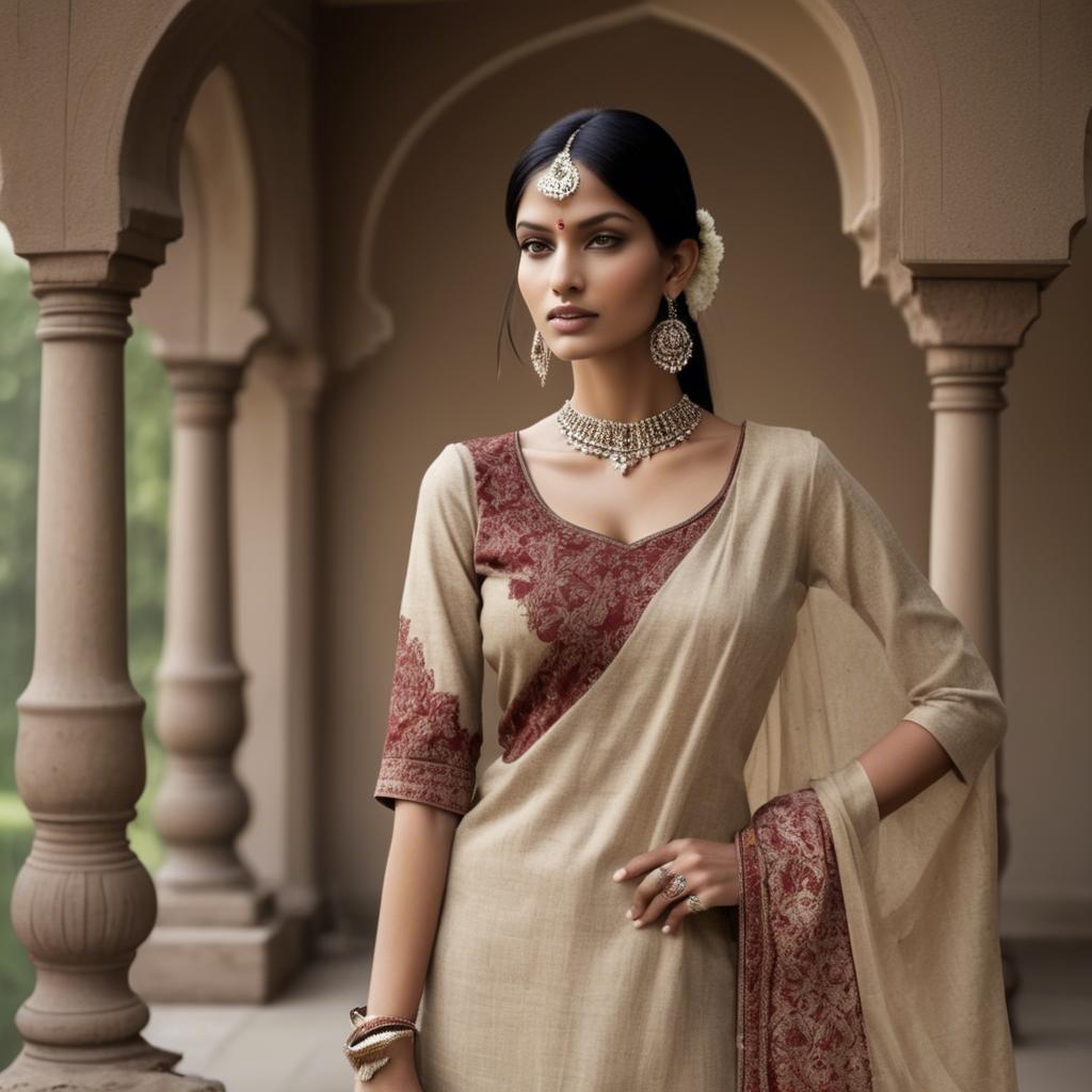 A stunning image of indian elegance in natural fabrics.