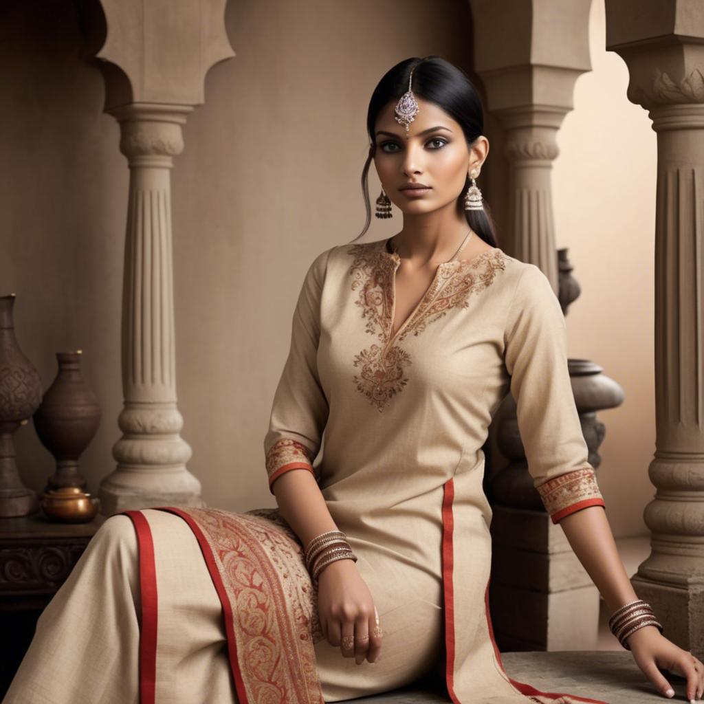 A stunning image of indian elegance in natural fabrics.