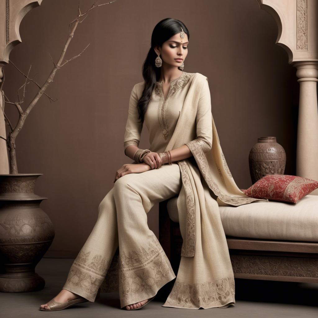 A stunning image of indian elegance in natural fabrics.