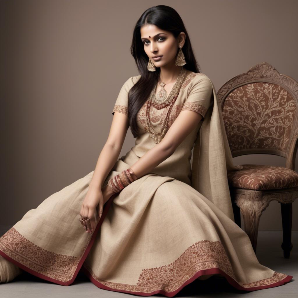 A stunning image of indian elegance in natural fabrics.