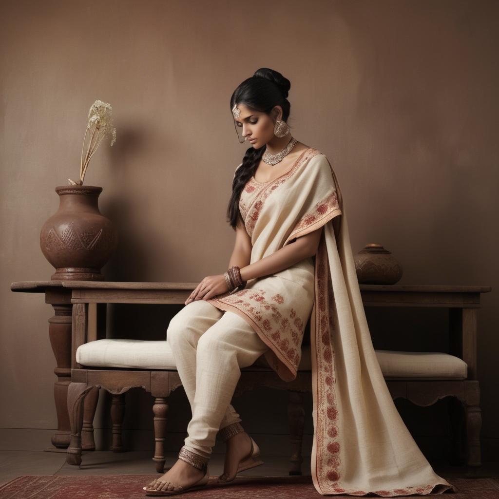 A stunning image of indian elegance in natural fabrics.