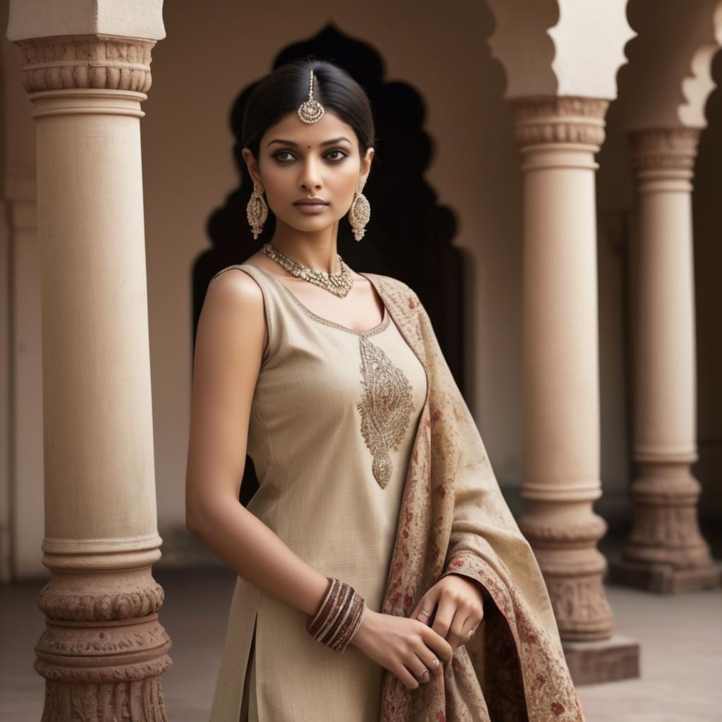 A stunning image of indian elegance in natural fabrics.