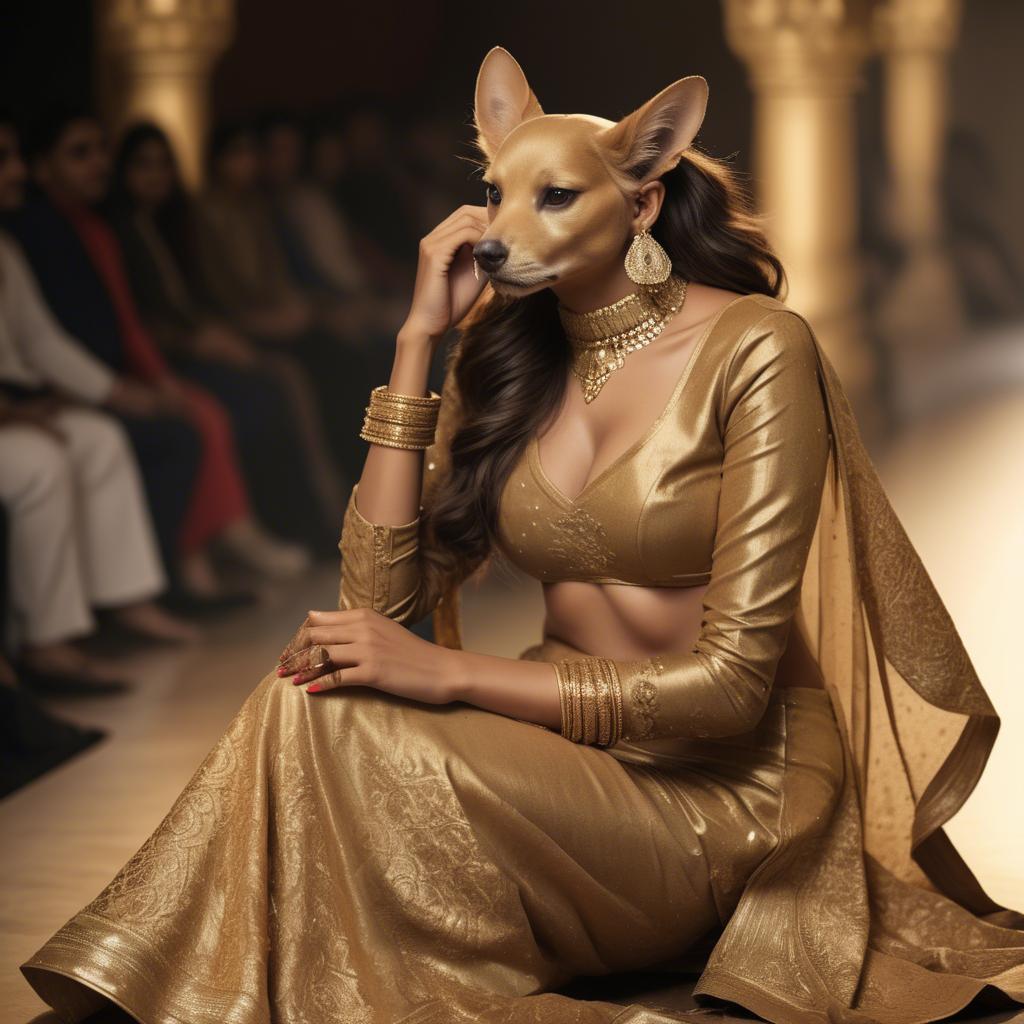 A stunning image of indian glamour in golden fabric highlights.