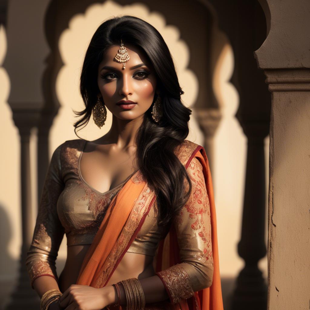 A stunning image of indian glamour in warm shadows.