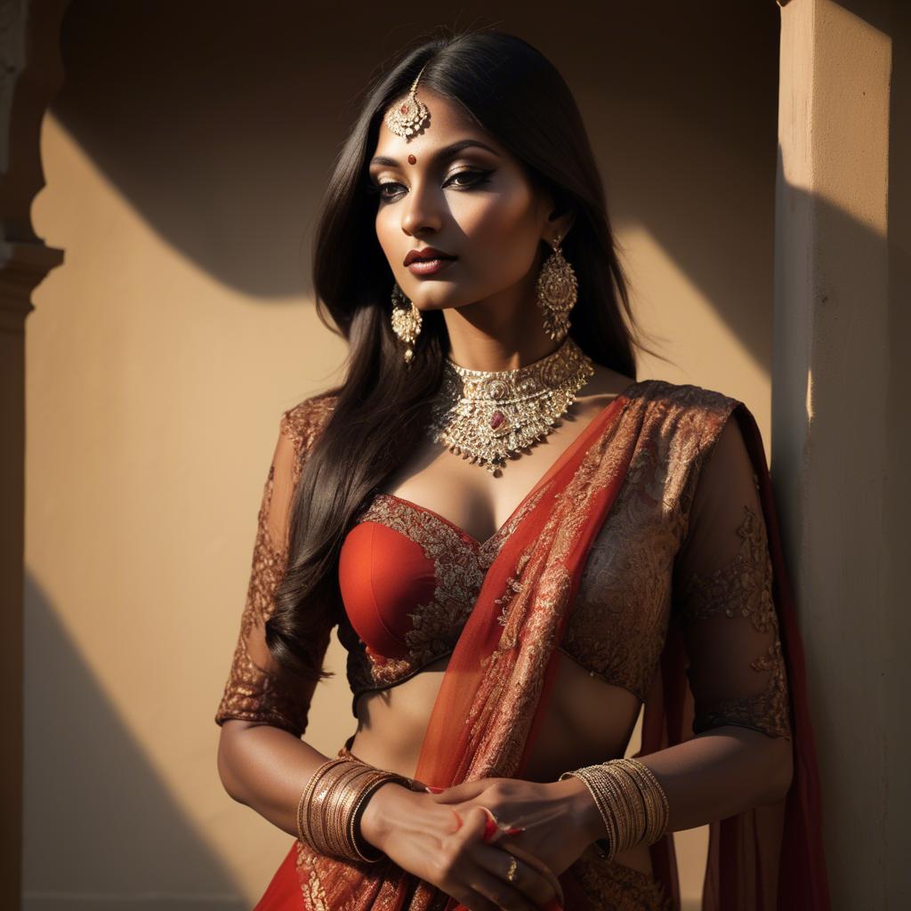 A stunning image of indian glamour in warm shadows.