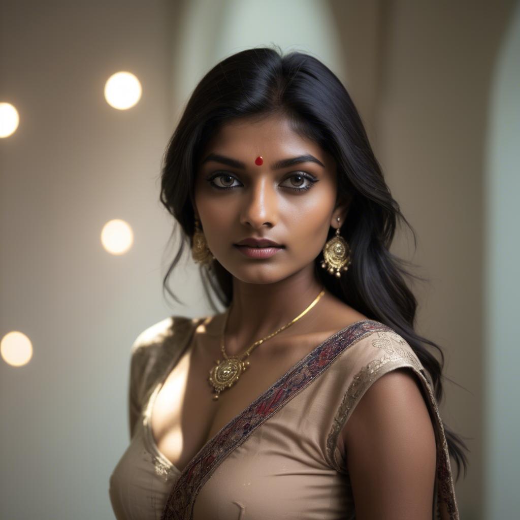 A stunning image of indian model in soft lighting.