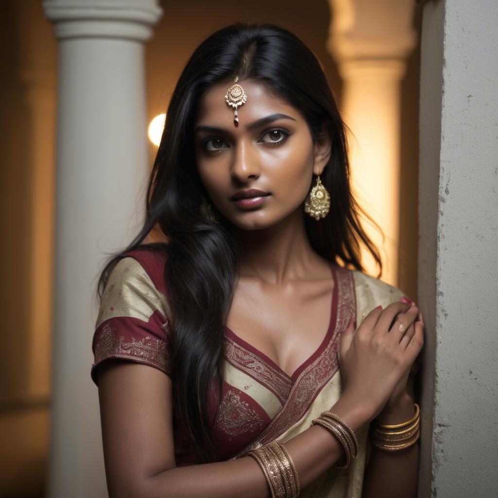 A stunning image of indian model in soft lighting.