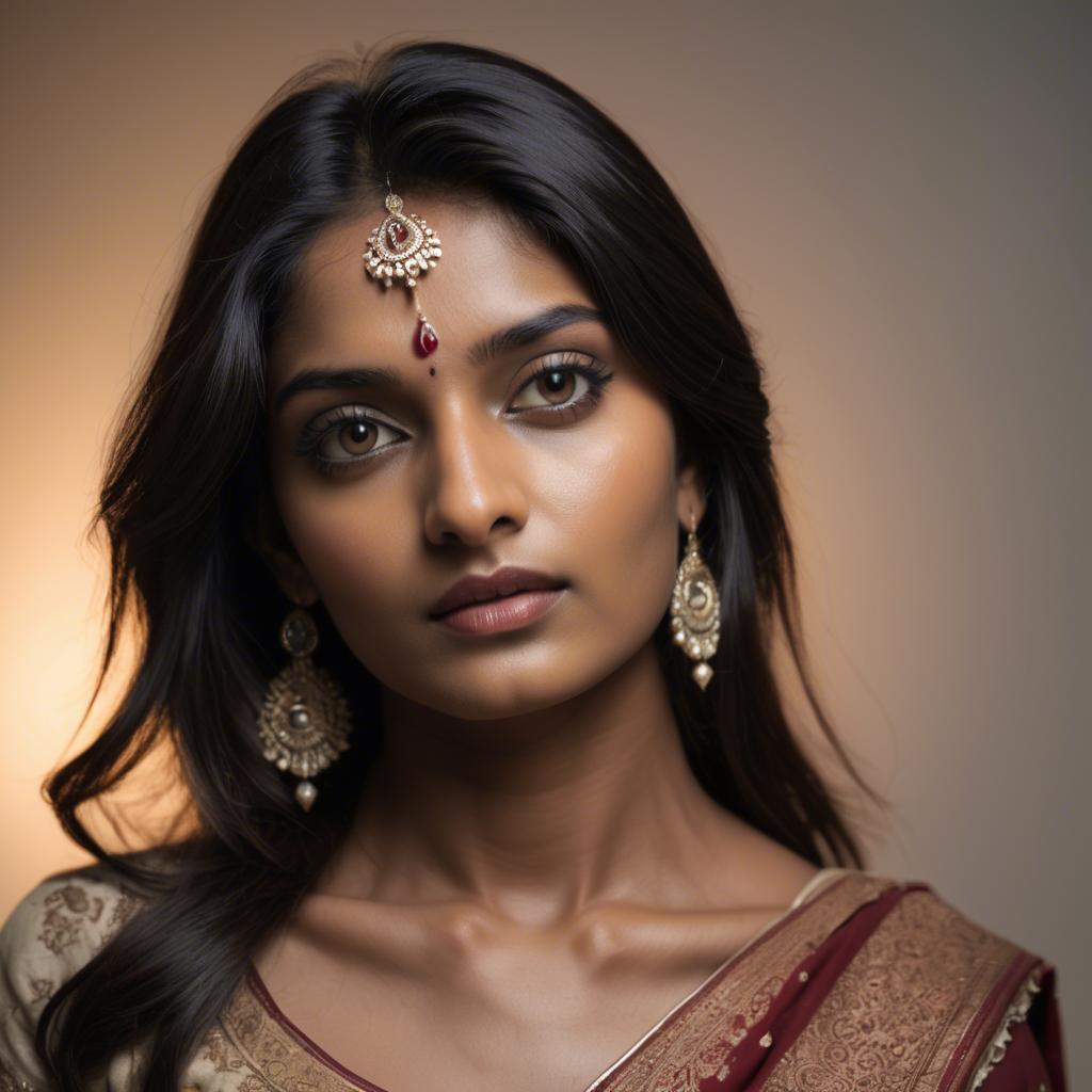 A stunning image of indian model in soft lighting.