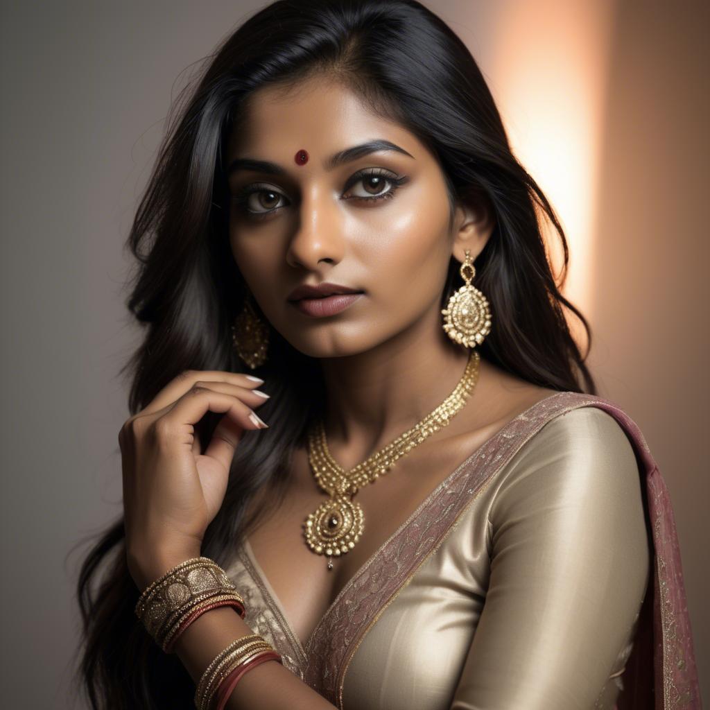 A stunning image of indian model in soft lighting.