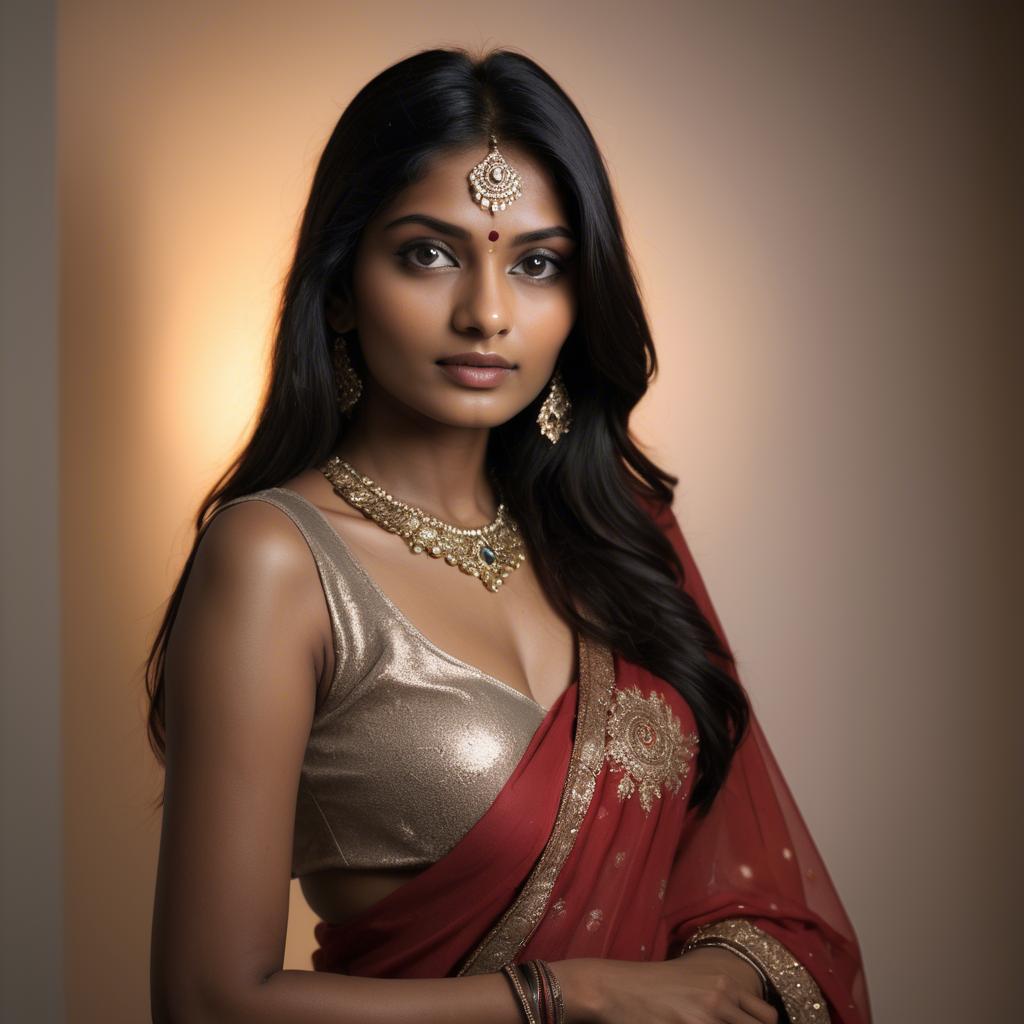 A stunning image of indian model in soft lighting.