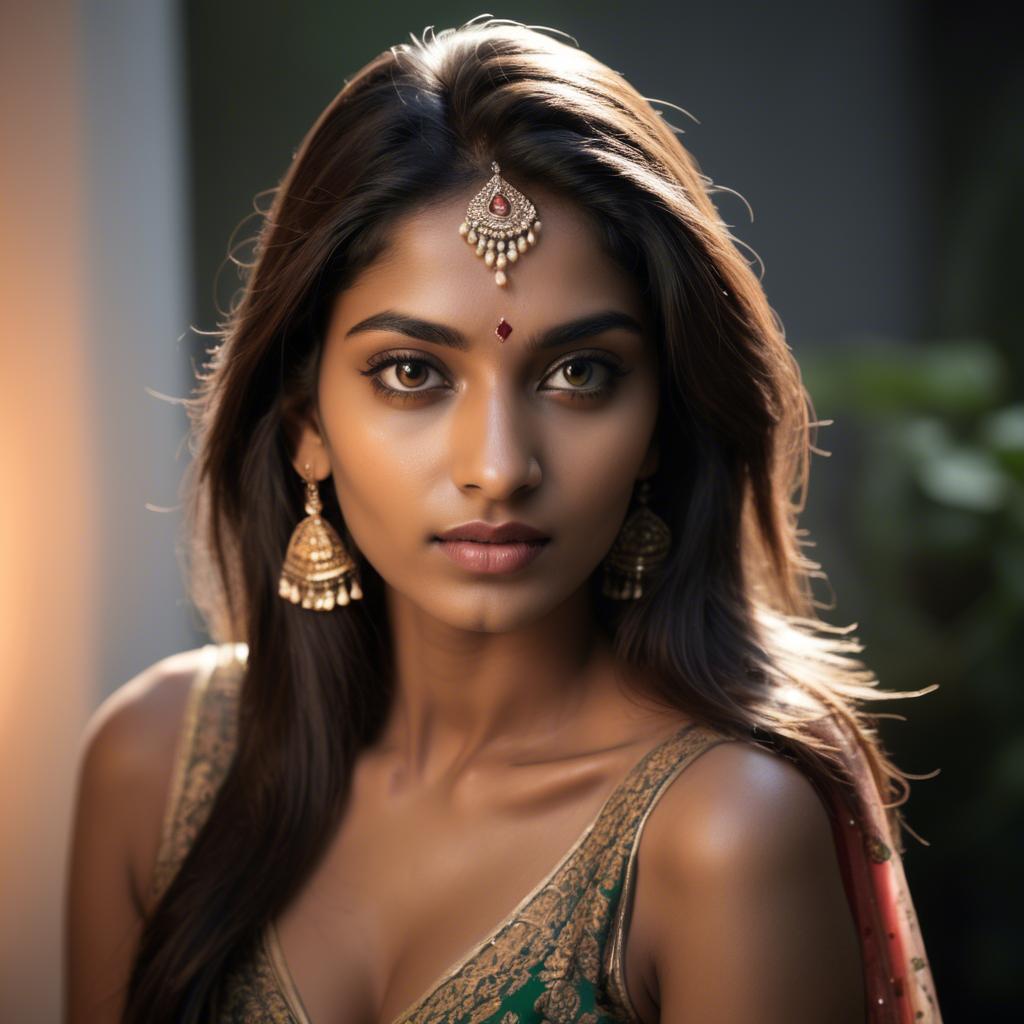 A stunning image of indian model in soft lighting.