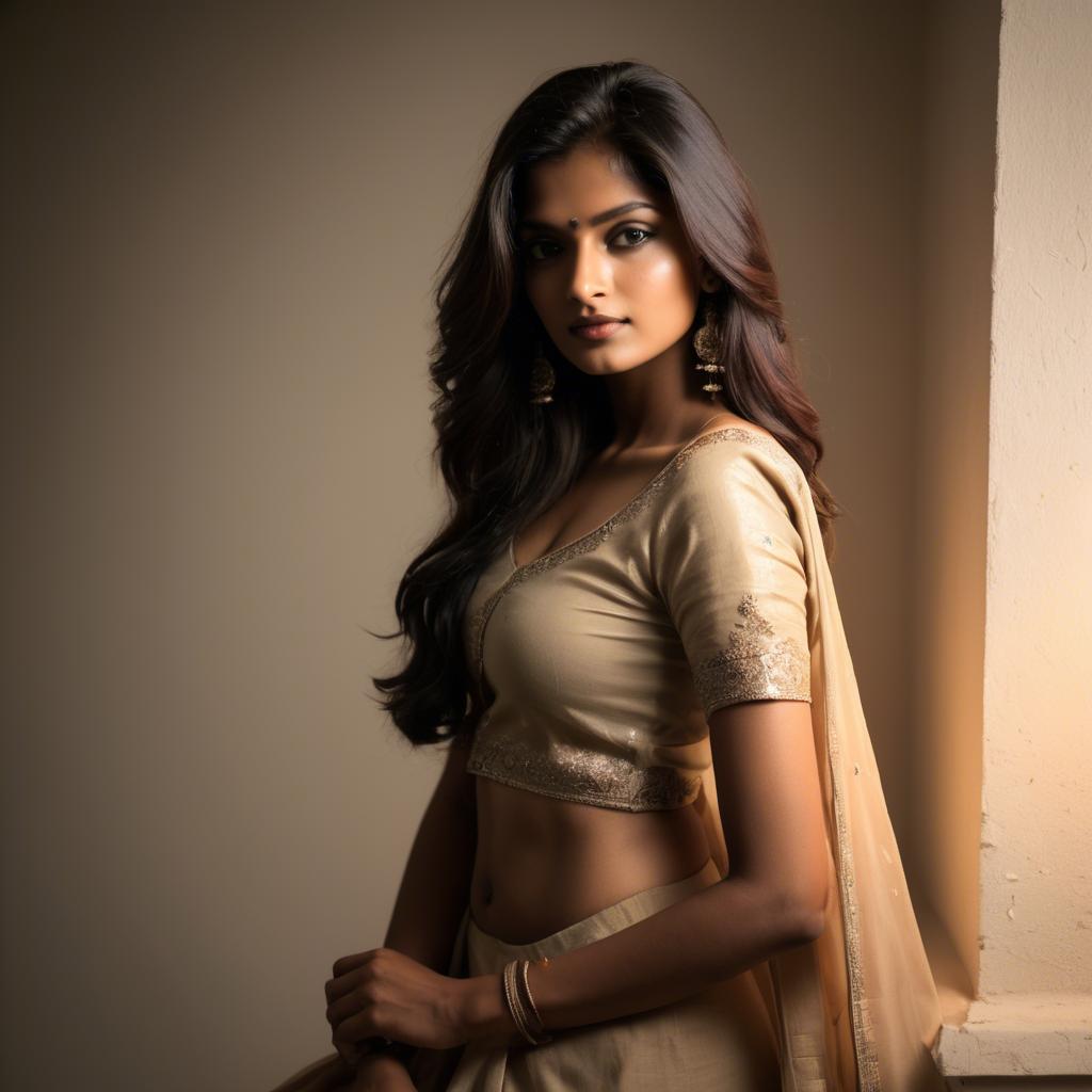 A stunning image of indian model in soft lighting.