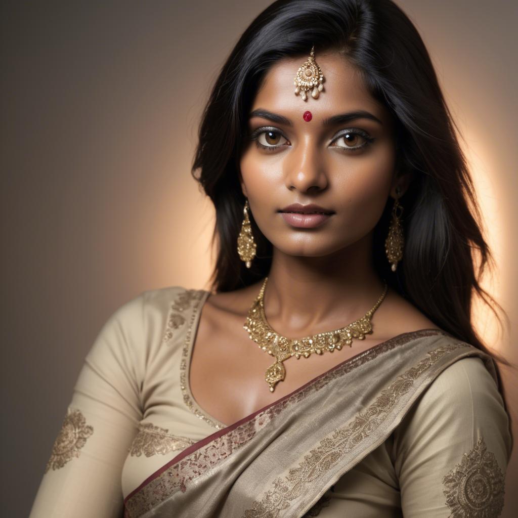 A stunning image of indian model in soft lighting.