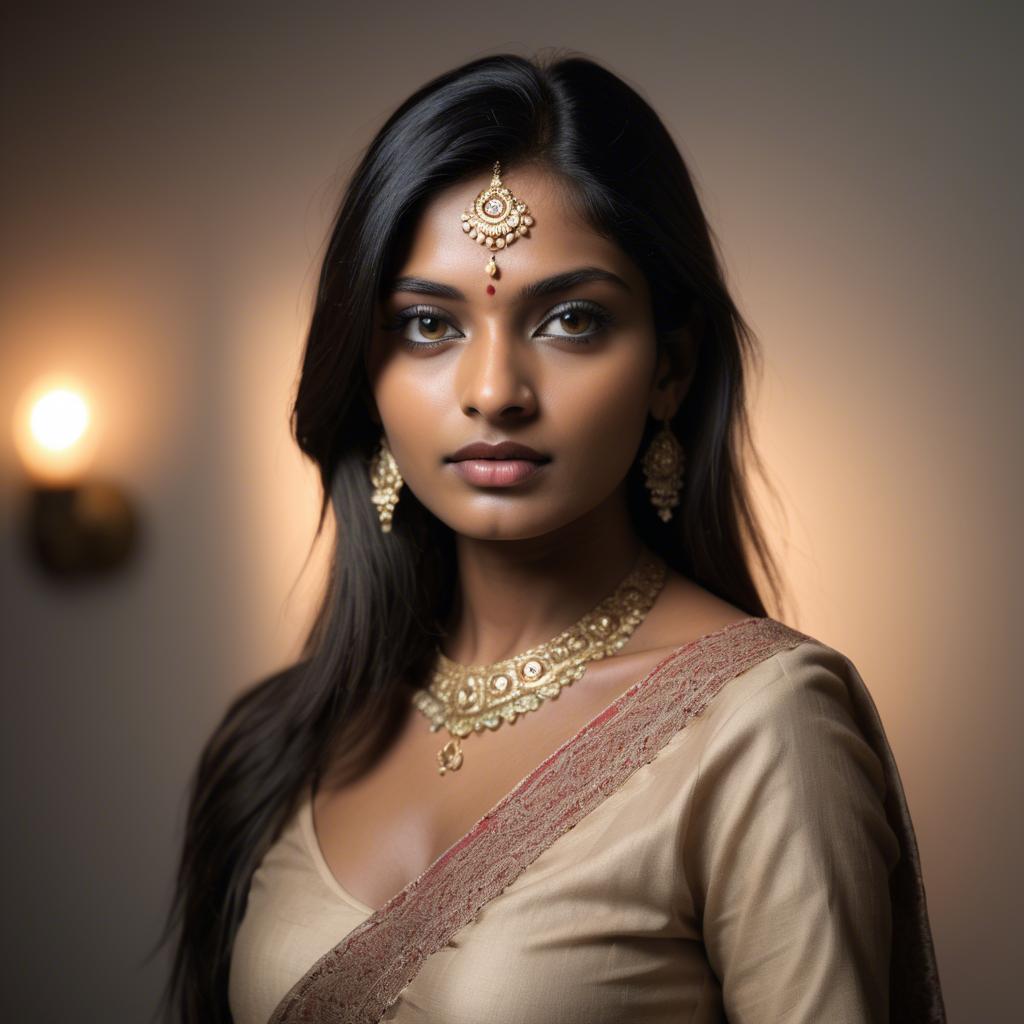 A stunning image of indian model in soft lighting.