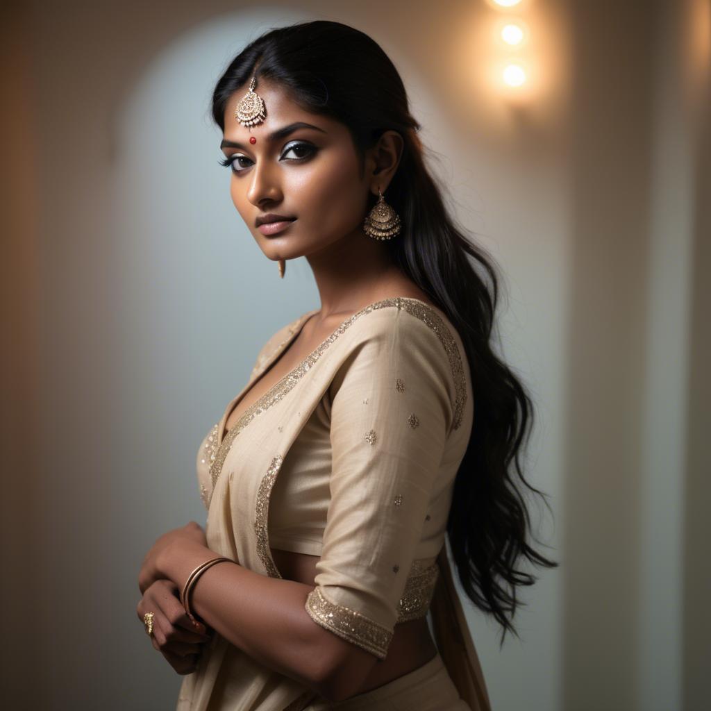A stunning image of indian model in soft lighting.