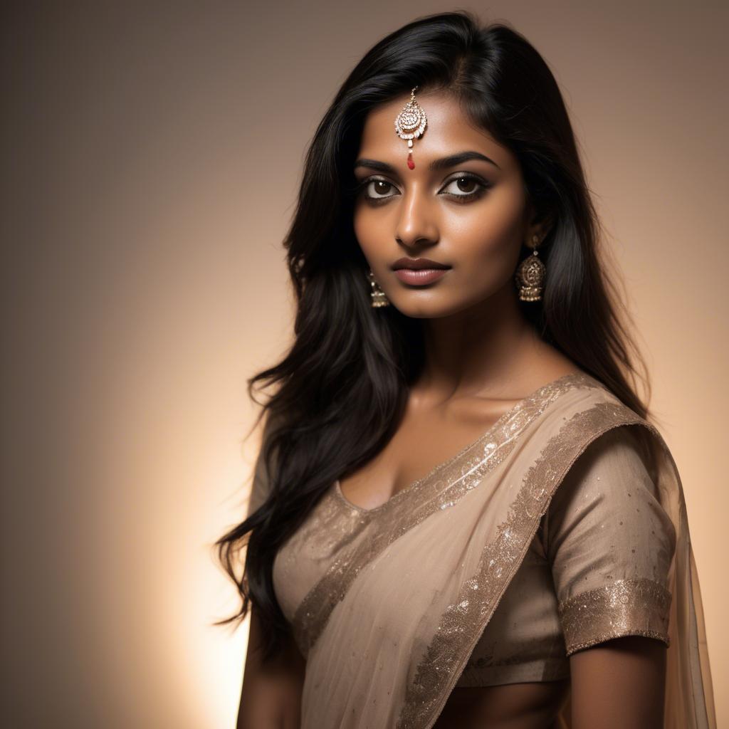 A stunning image of indian model in soft lighting.