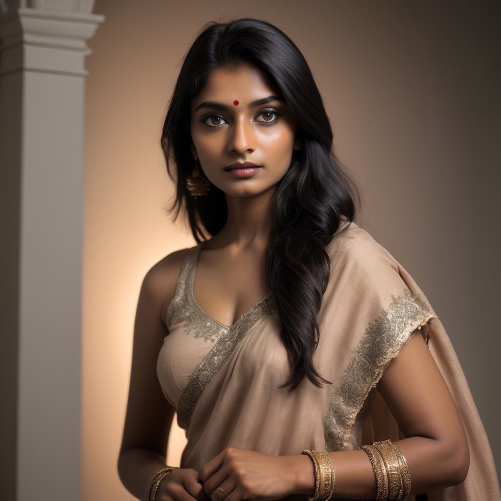 A stunning image of indian model in soft lighting.