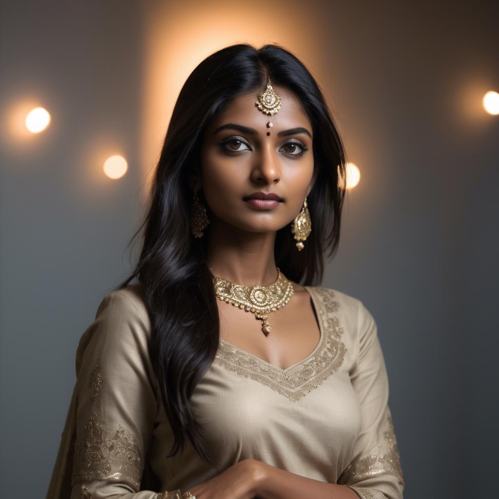 A stunning image of indian model in soft lighting.