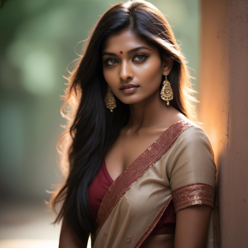 A stunning image of indian model in soft lighting.