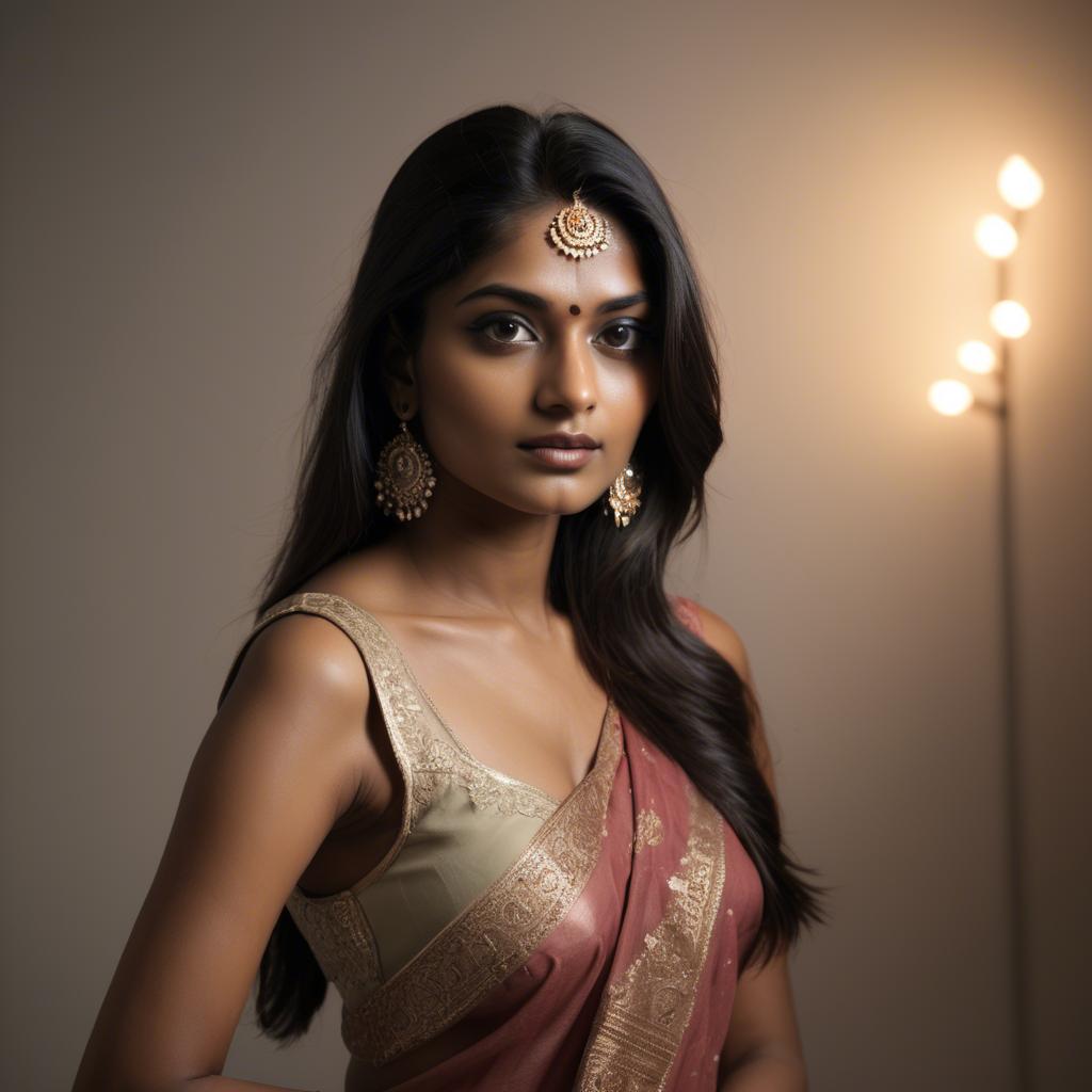 A stunning image of indian model in soft lighting.